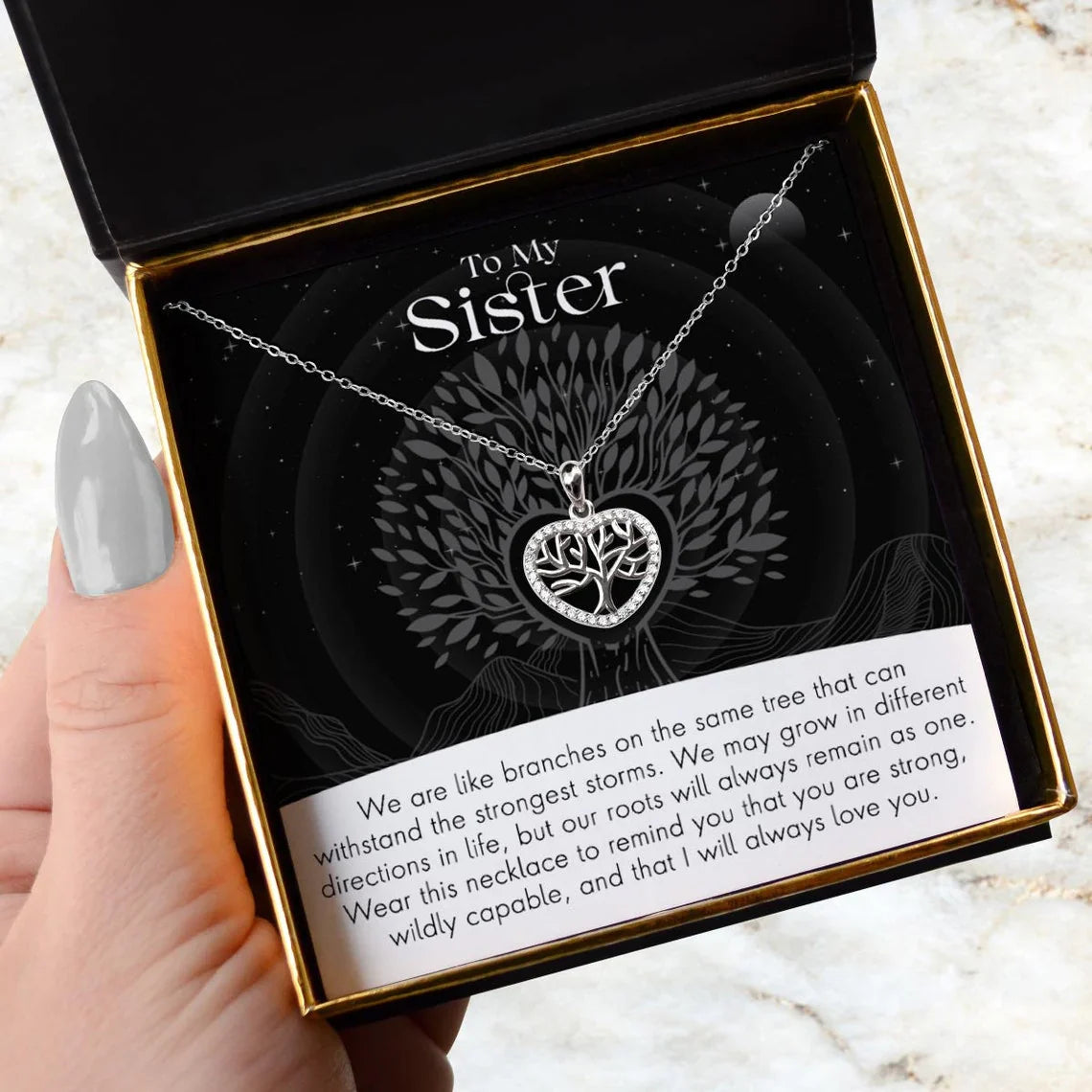 To My Sister-Tree of Life Heart Pendant Necklace